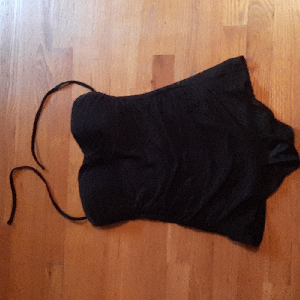 Black one piece halter bathing suit